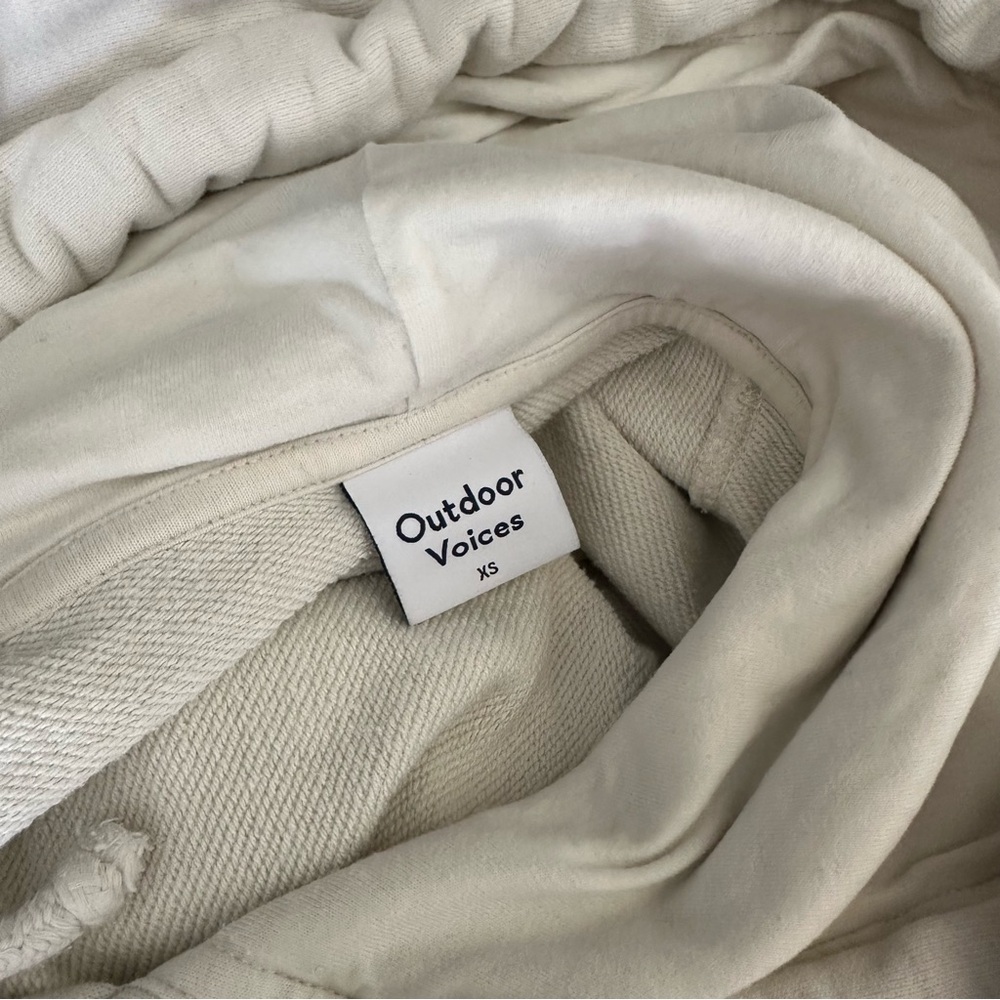Outdoor Voices Organic Cotton Terry Hoodie Size XS Neutral Off White Athletic - Picture 5 of 6